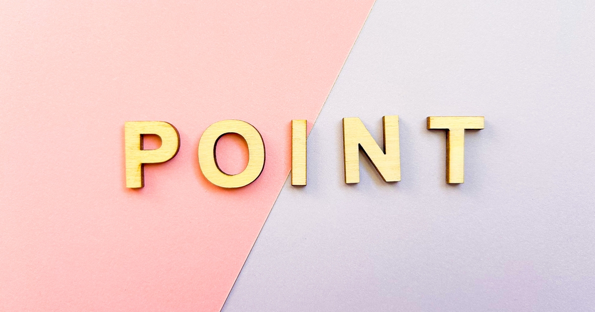 紫とピンクの背景にPOINTの文字