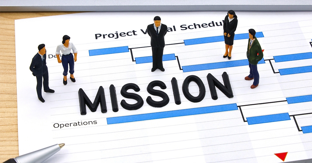 ミッションの文字とミニチュア