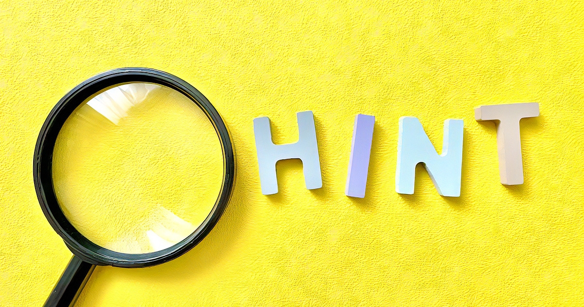 ヒントの文字と虫眼鏡