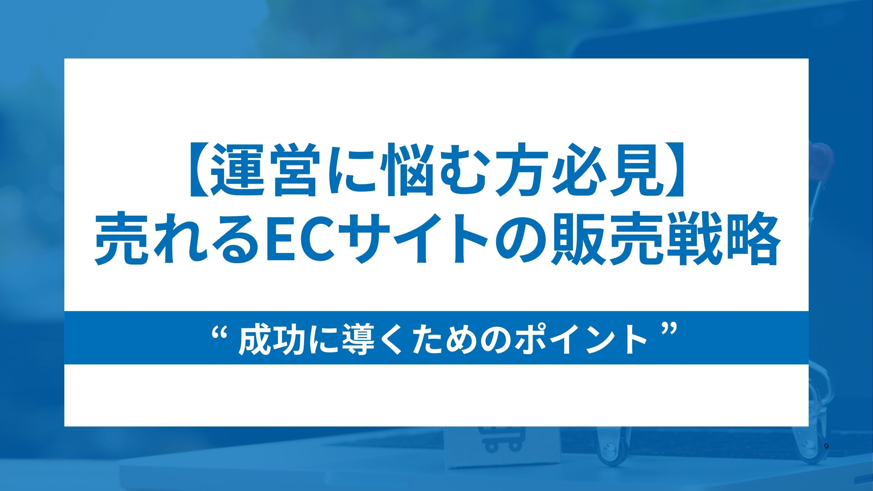 売れるECサイトの販売戦略と事業を成功させるためのマル秘ポイント