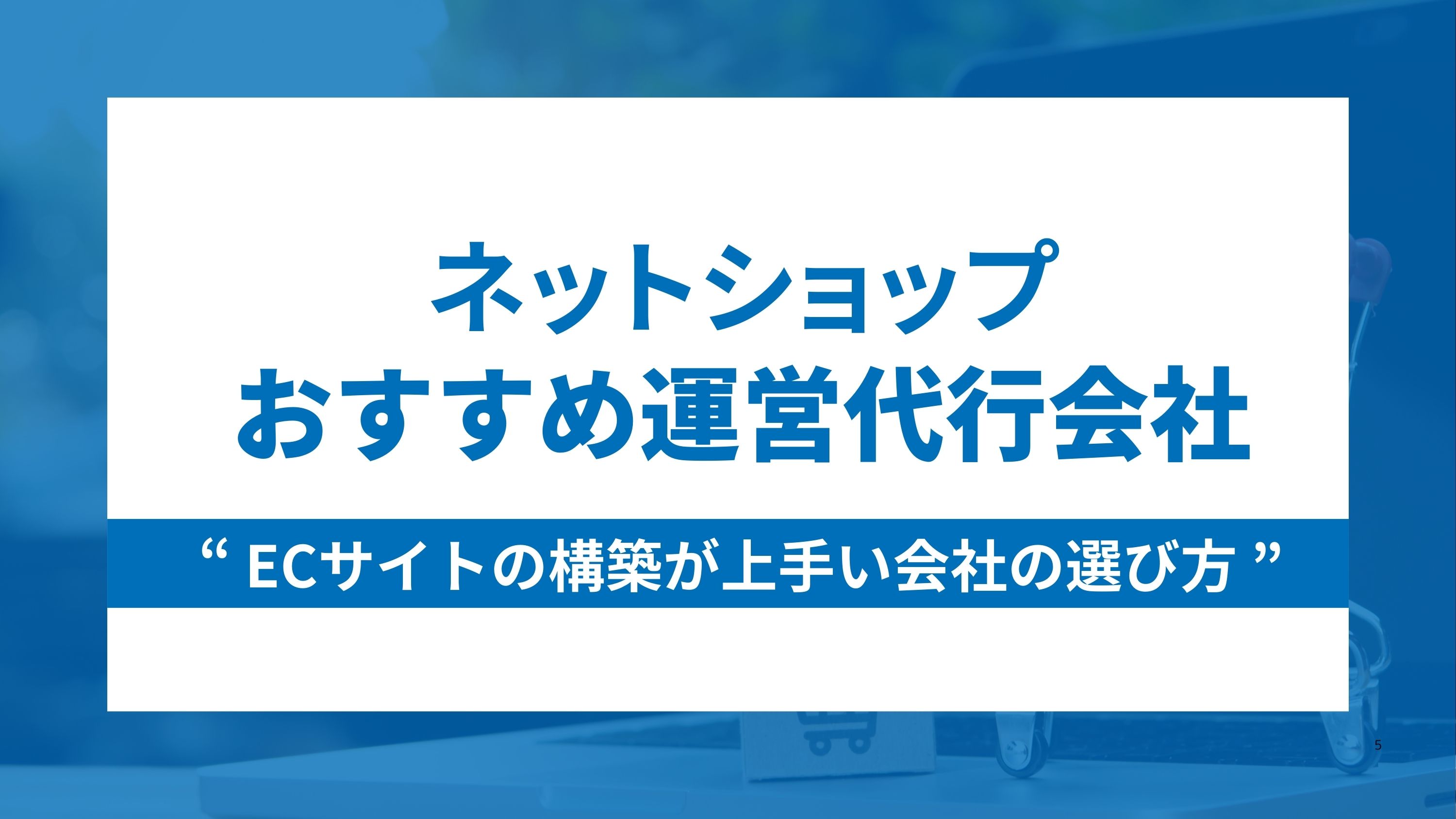 ネットショップ運営代行15選とECサイトの構築が上手い会社の選び方